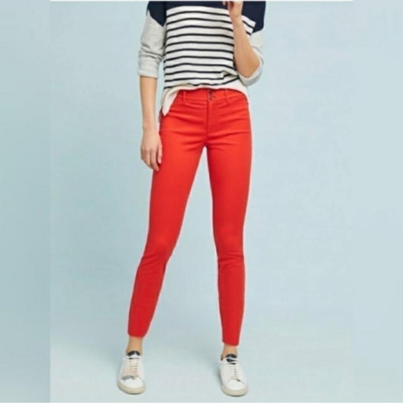 ANTHROPOLOGIE Red Skinny Pants - Picture 1 of 7